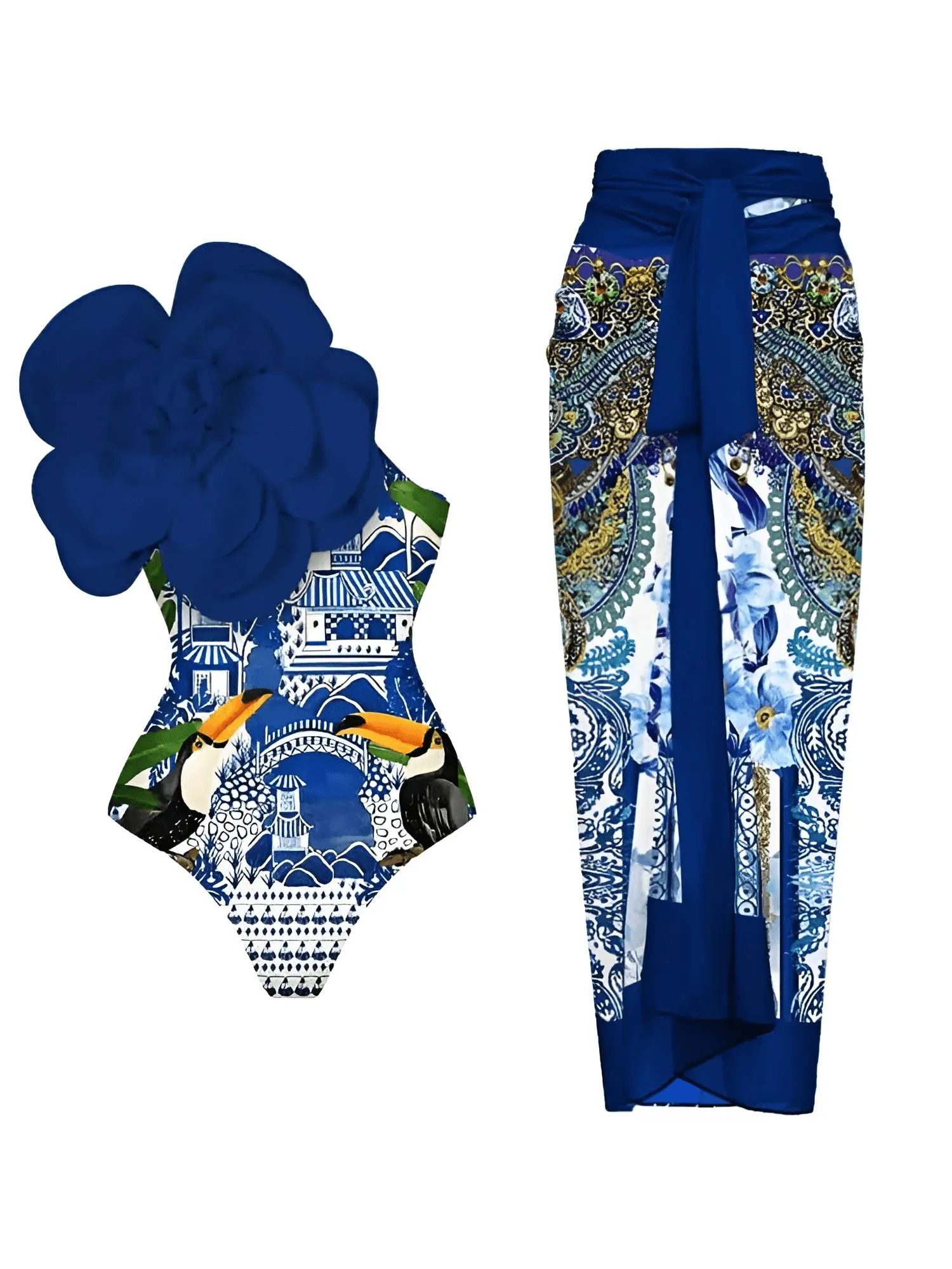 2025 New Flower One Piece Swimsuit Luxury Women's Swimwear