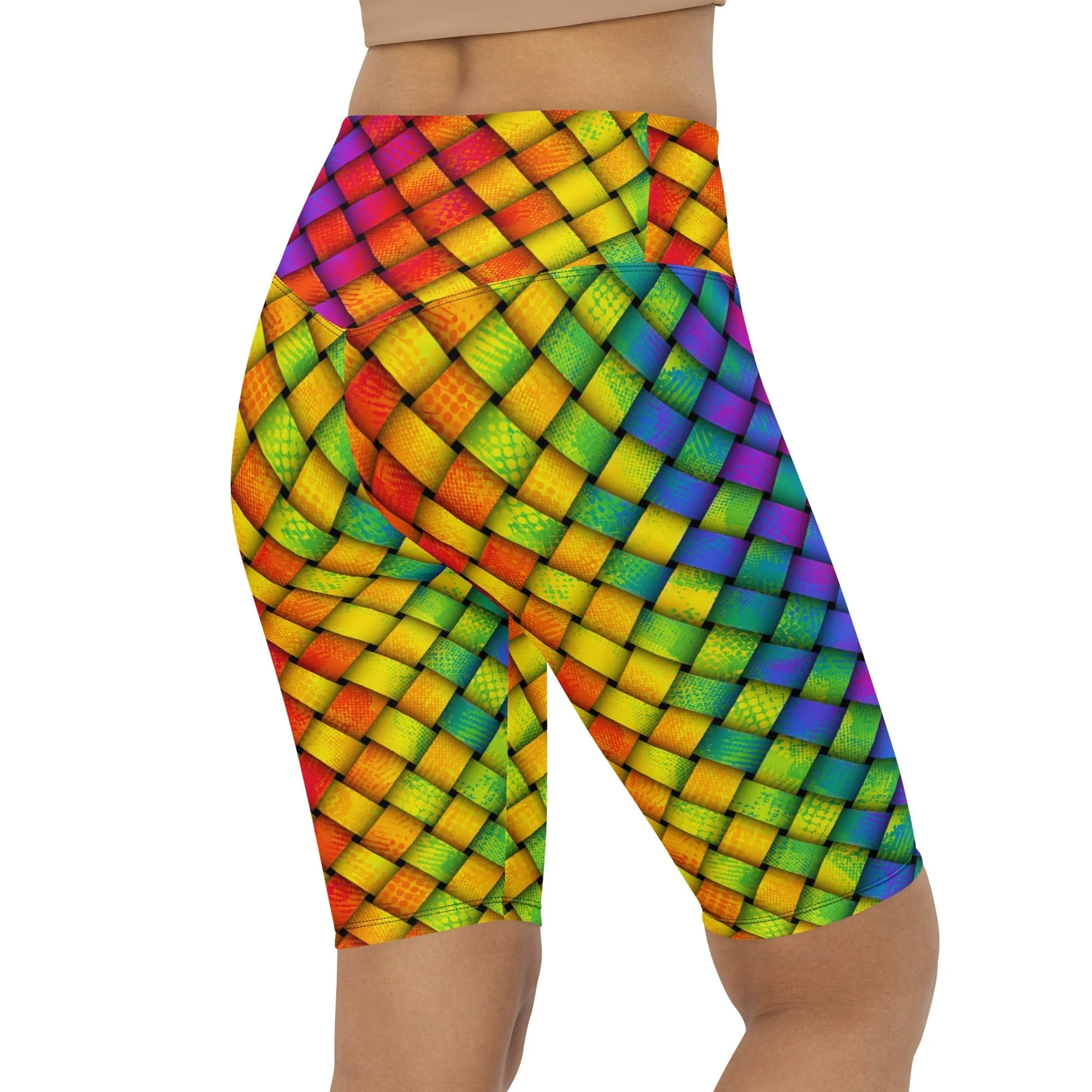 3D Rainbow Pattern Biker Shorts