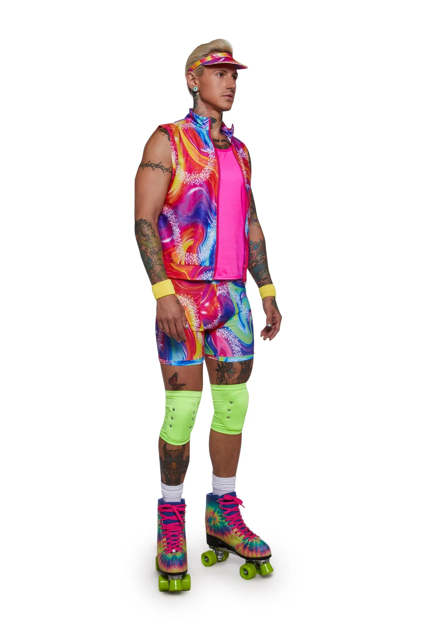 6 Piece Men’s Retro Rollerblade Stud Costume