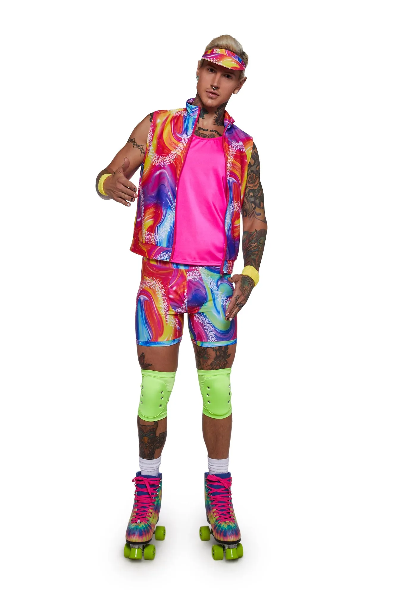 6 Piece Men’s Retro Rollerblade Stud Costume