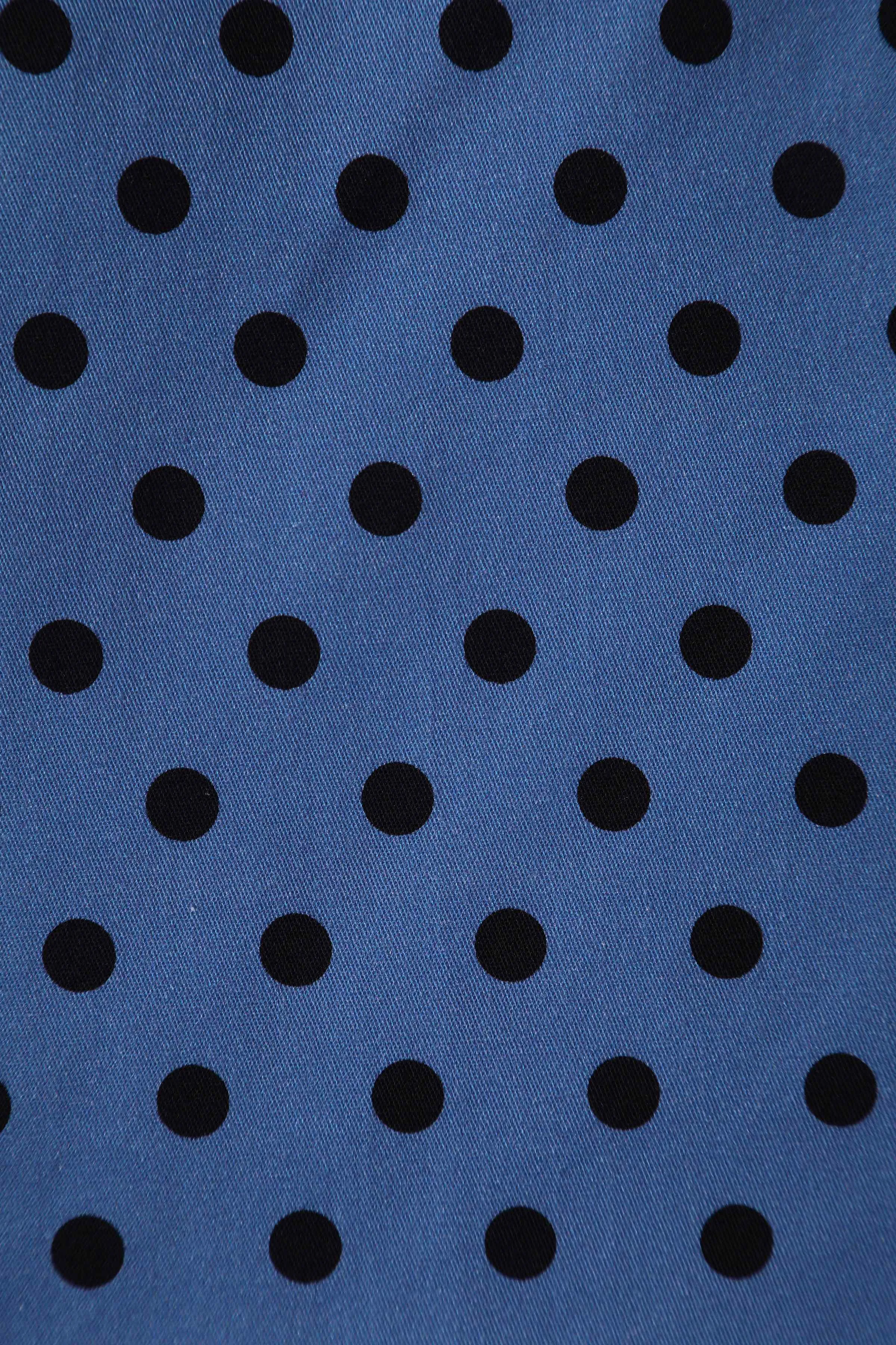 Adela Sleeveless Wiggle Dress in Blue Polka Dot Print