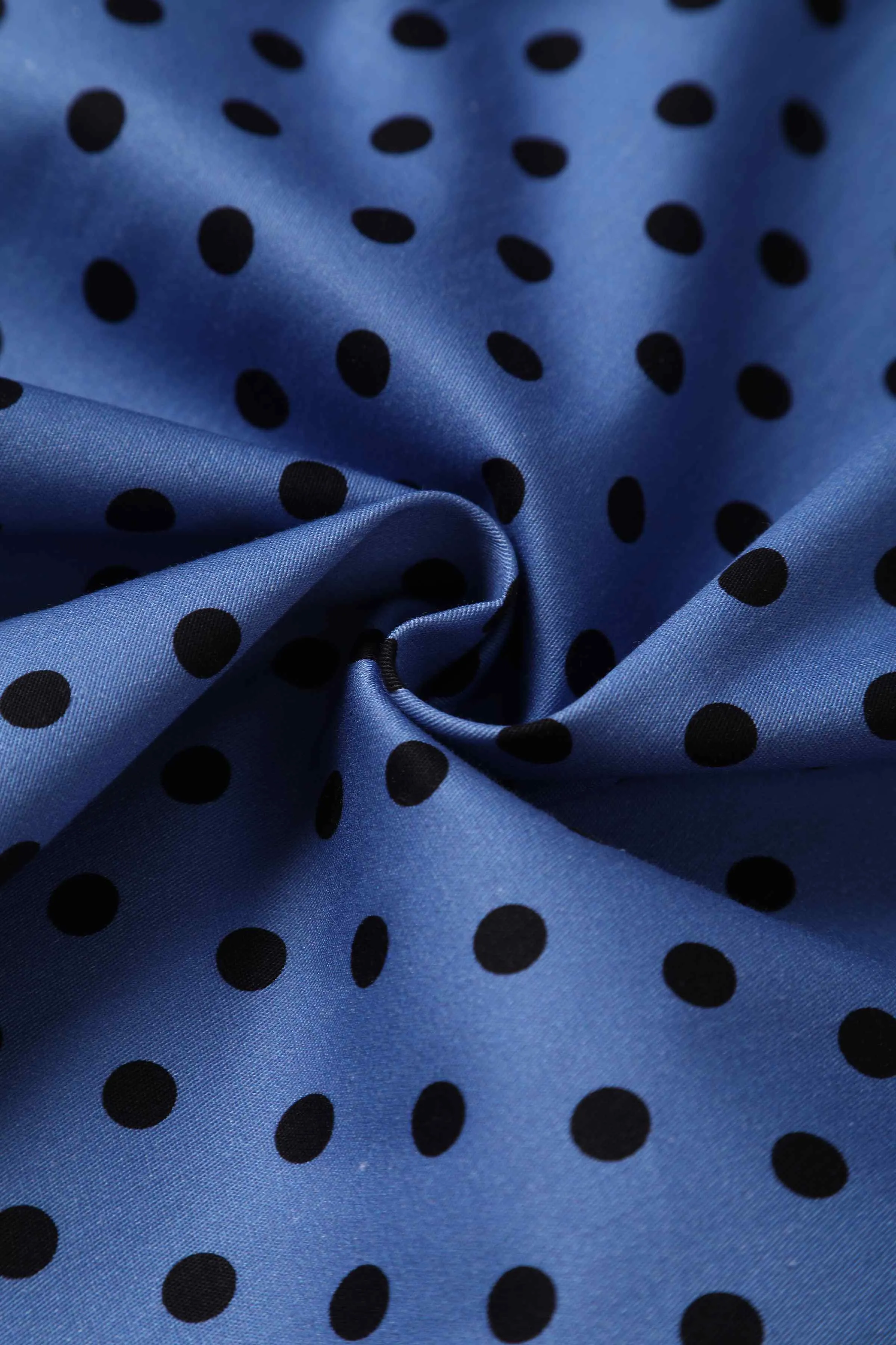 Adela Sleeveless Wiggle Dress in Blue Polka Dot Print