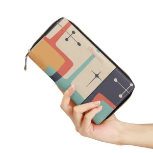 Atomic Mid Century Modern Wallet, Retro 50s Geometric Abstract Zip Wallet, MCM Space Age Kitsch Accessory