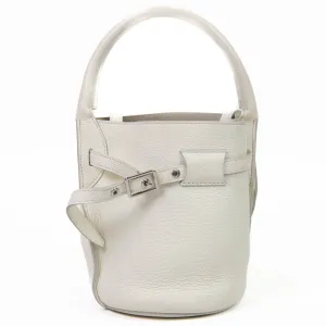 Celine White Supple Grained Calfskin Nano Bucket Bag