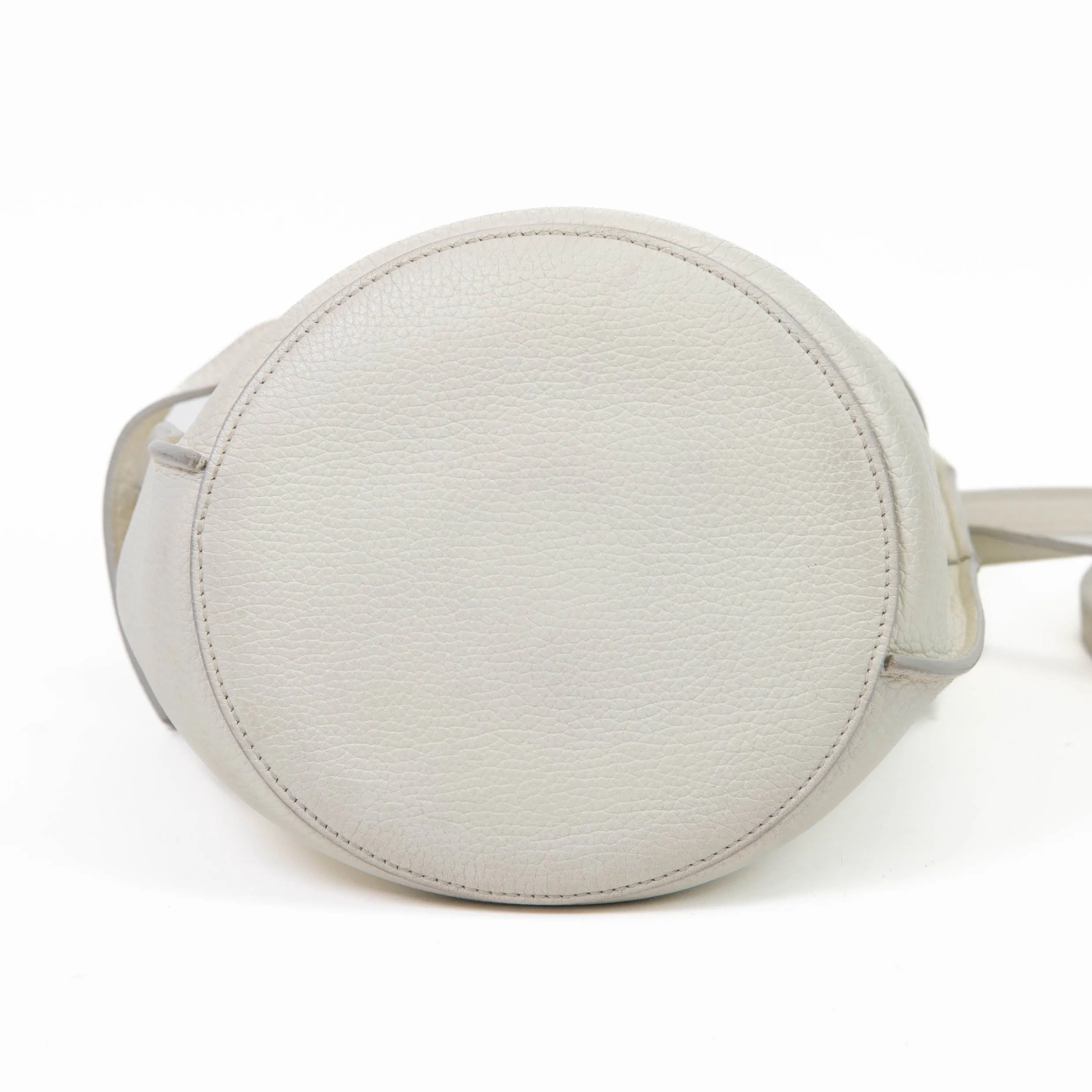 Celine White Supple Grained Calfskin Nano Bucket Bag