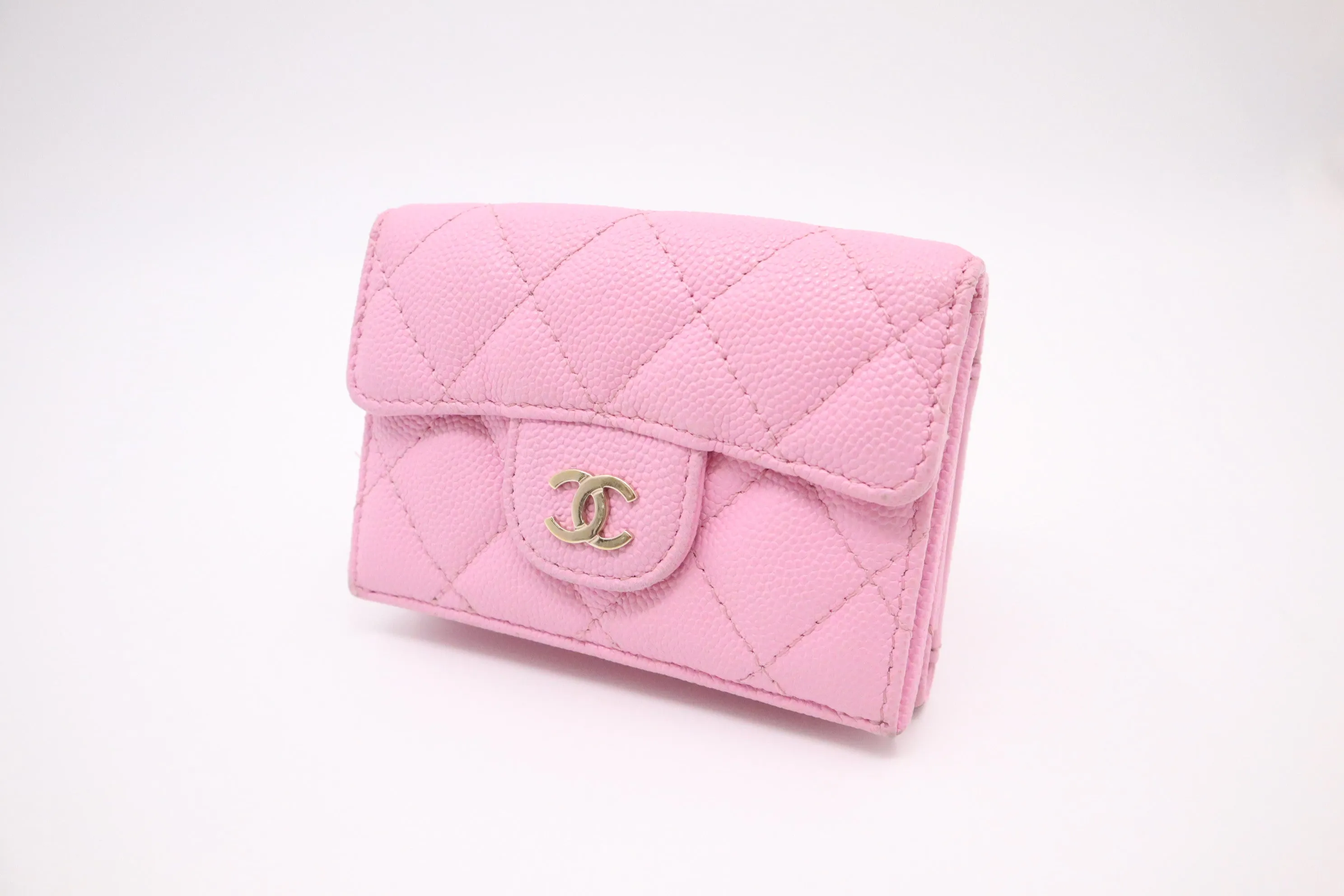 Chanel Compact Wallet in Pink Caviar Leather