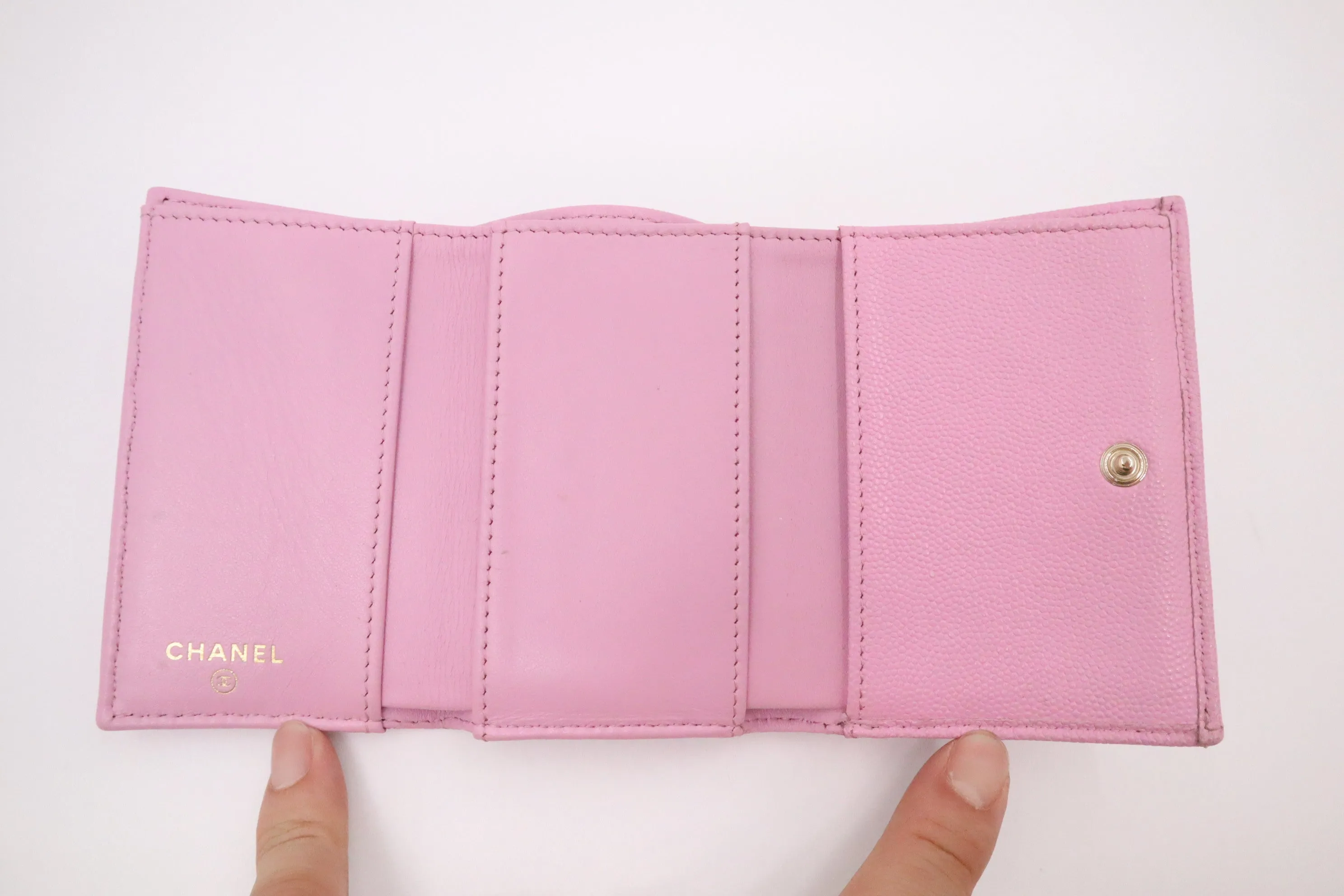 Chanel Compact Wallet in Pink Caviar Leather