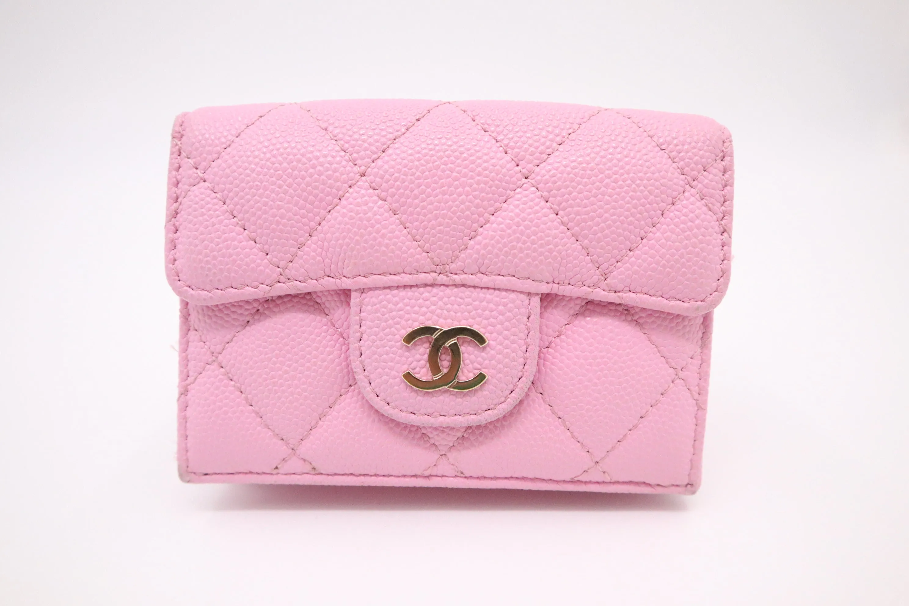 Chanel Compact Wallet in Pink Caviar Leather