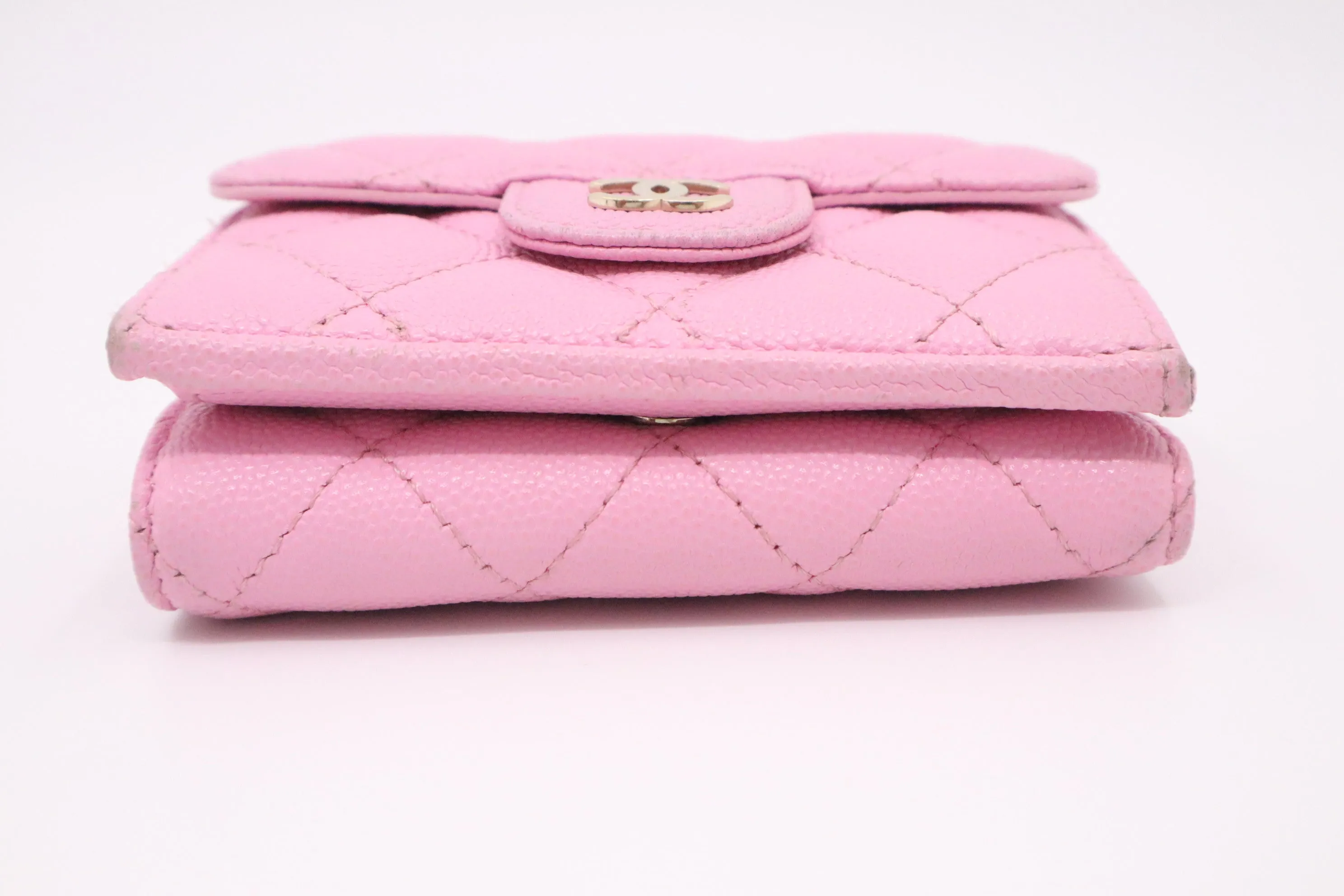 Chanel Compact Wallet in Pink Caviar Leather