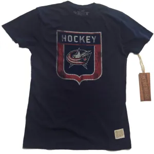 Columbus Blue Jackets Retro Brand Navy Hockey Shield Vintage Cotton T-Shirt