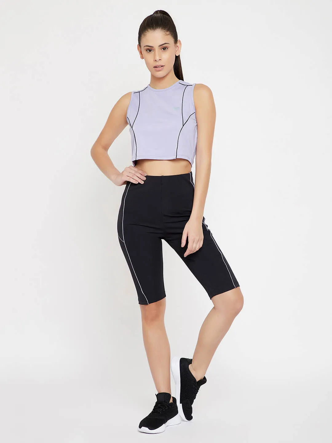 Comfort-Fit Active Crop Top In Light Purple