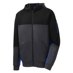 D1550 Mens Fleece Colorblock Full-Zip Hooded Jacket