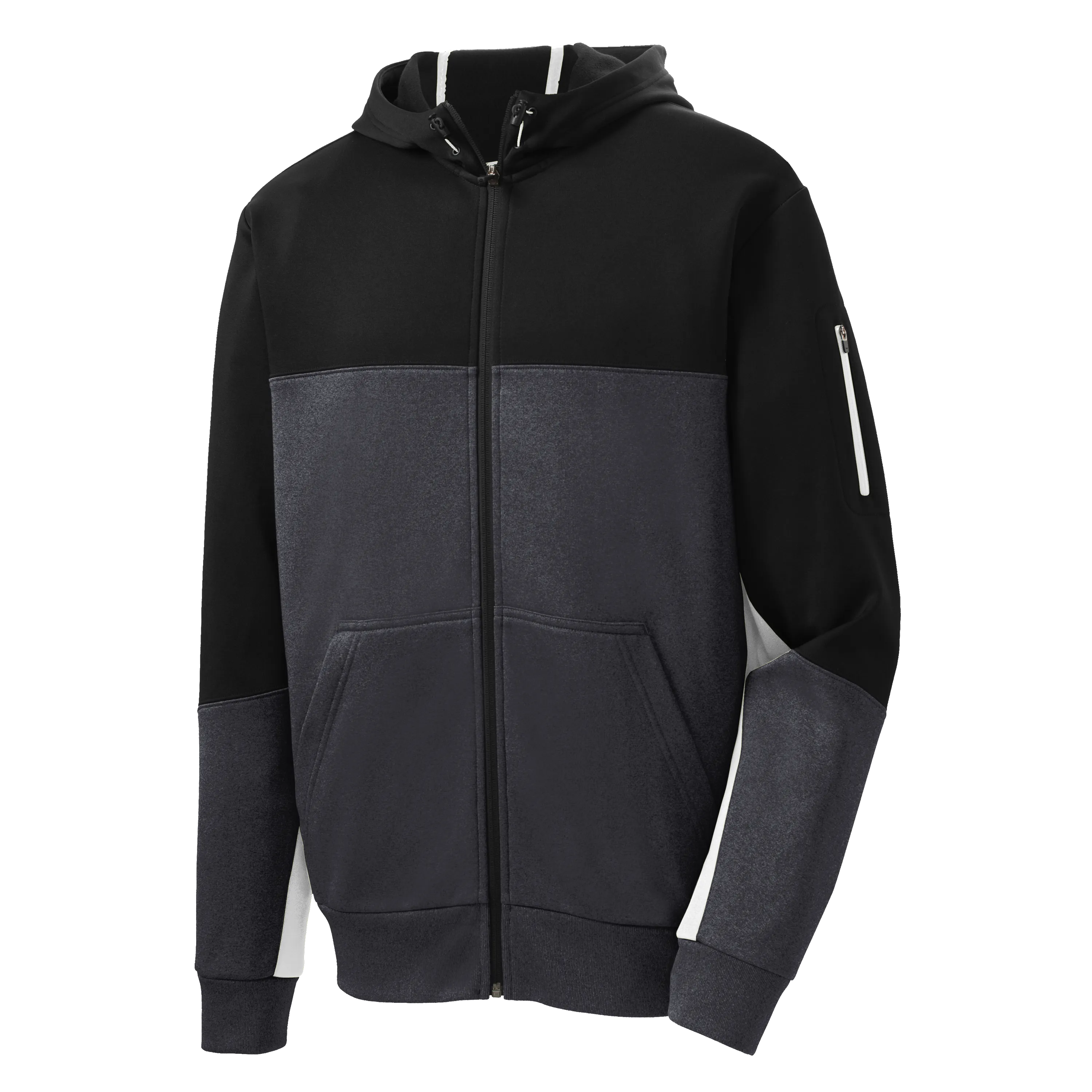 D1550 Mens Fleece Colorblock Full-Zip Hooded Jacket