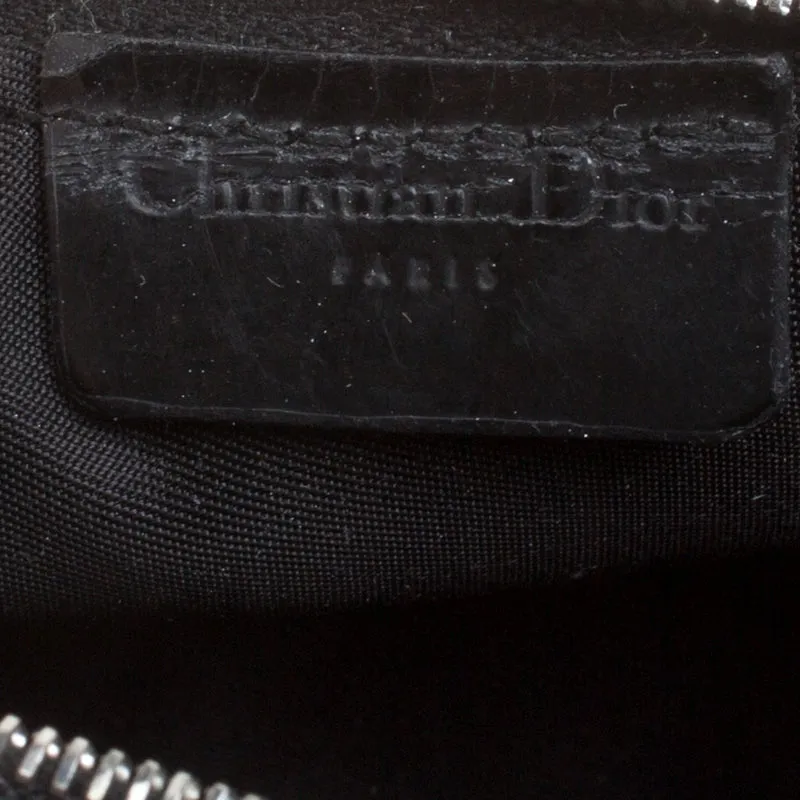 DIOR Black Denim and Leather Motorcycle Rockabilly Wristlet Clutch
