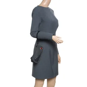 DIOR Black Denim and Leather Motorcycle Rockabilly Wristlet Clutch