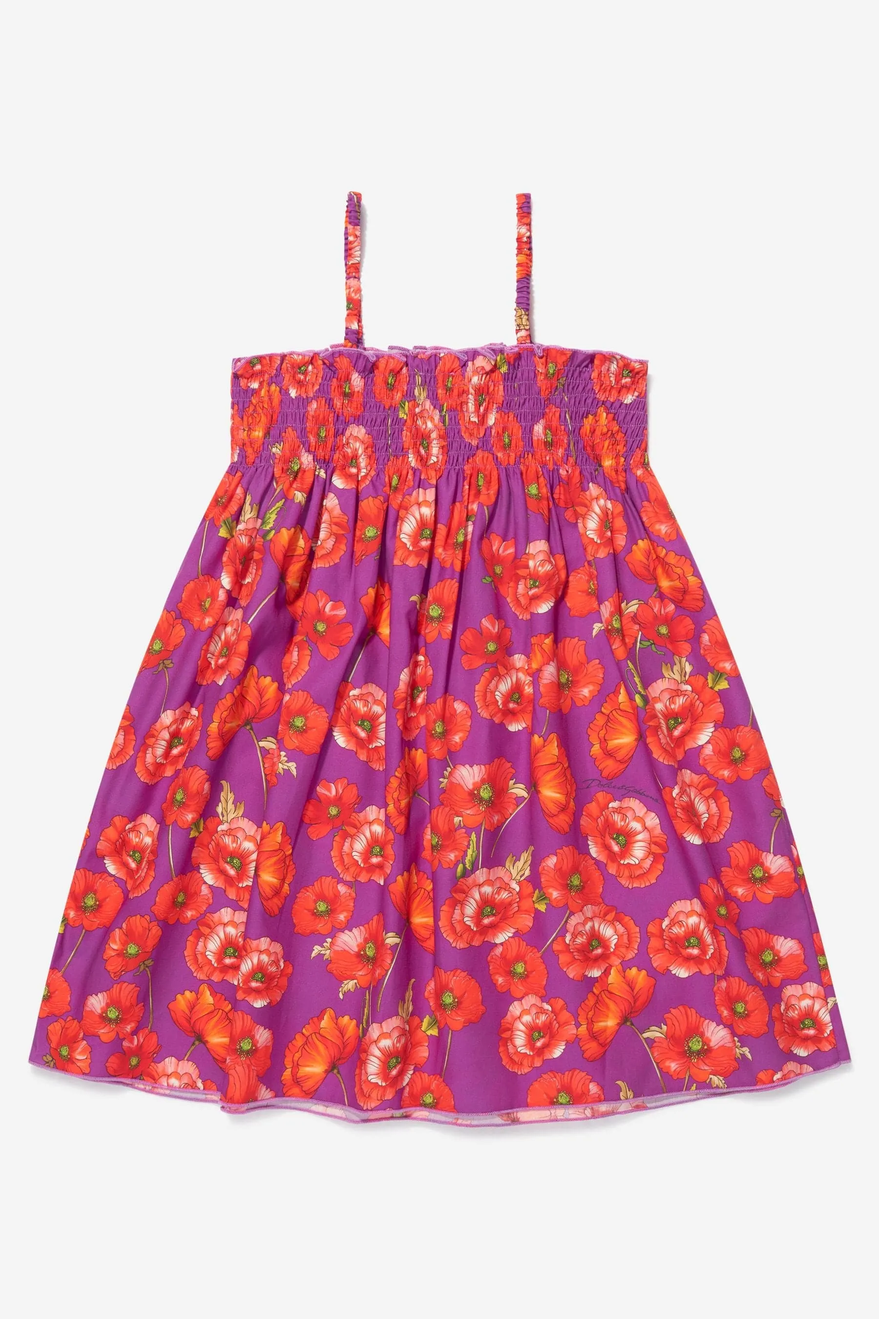 Dolce & Gabbana Girls Cotton Poppy Print Dress