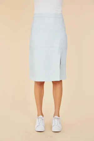 DOLCE CABO Vegan Leather Skirt - Sky Blue