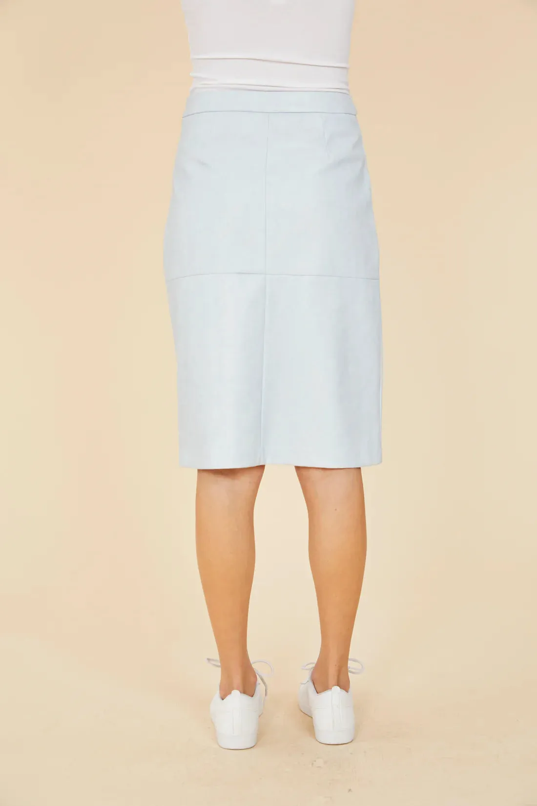 DOLCE CABO Vegan Leather Skirt - Sky Blue