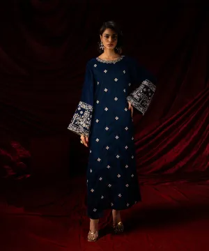Embroidered Velvet Long Shirt