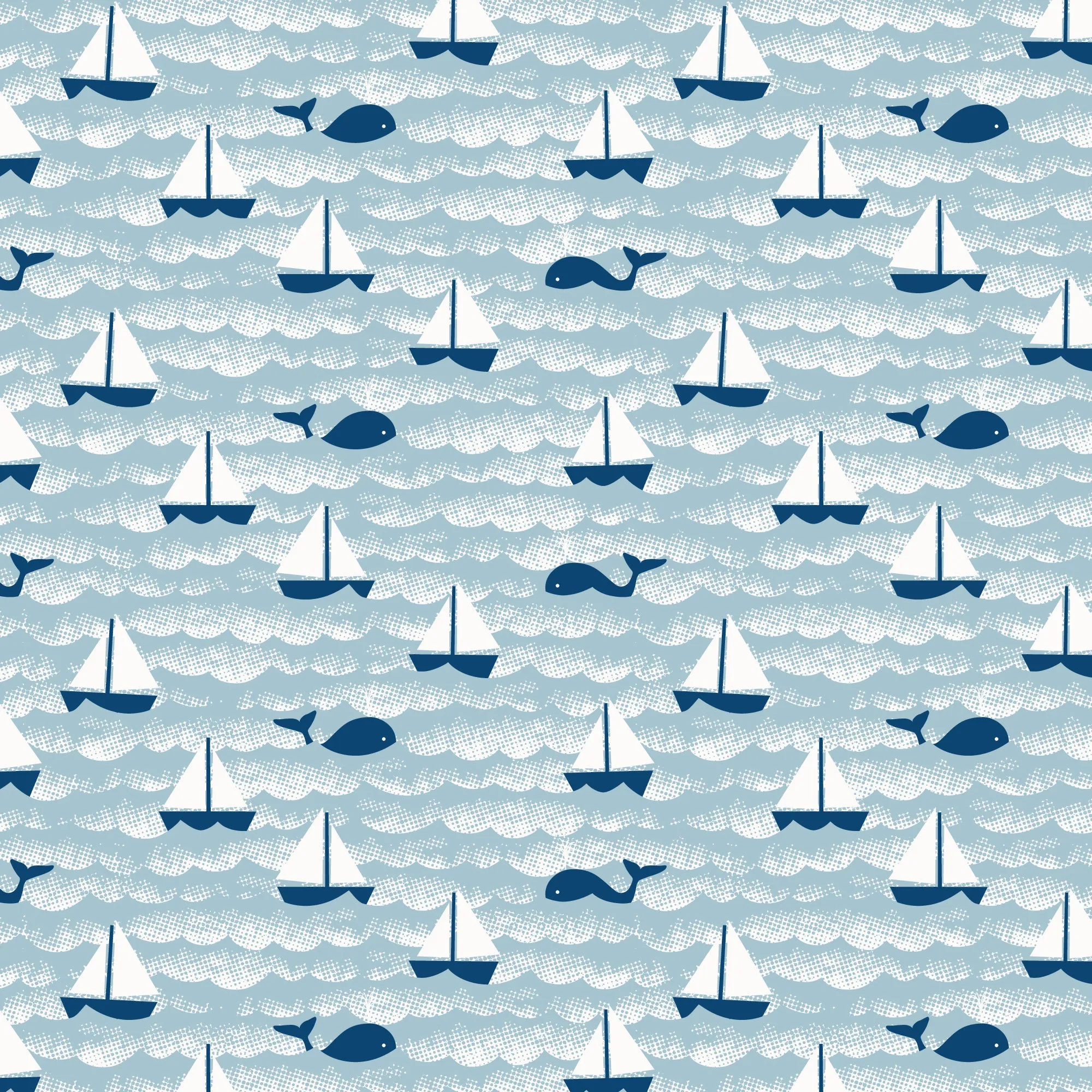 Footed Romper - Sailboats Ocean Blue & Navy
