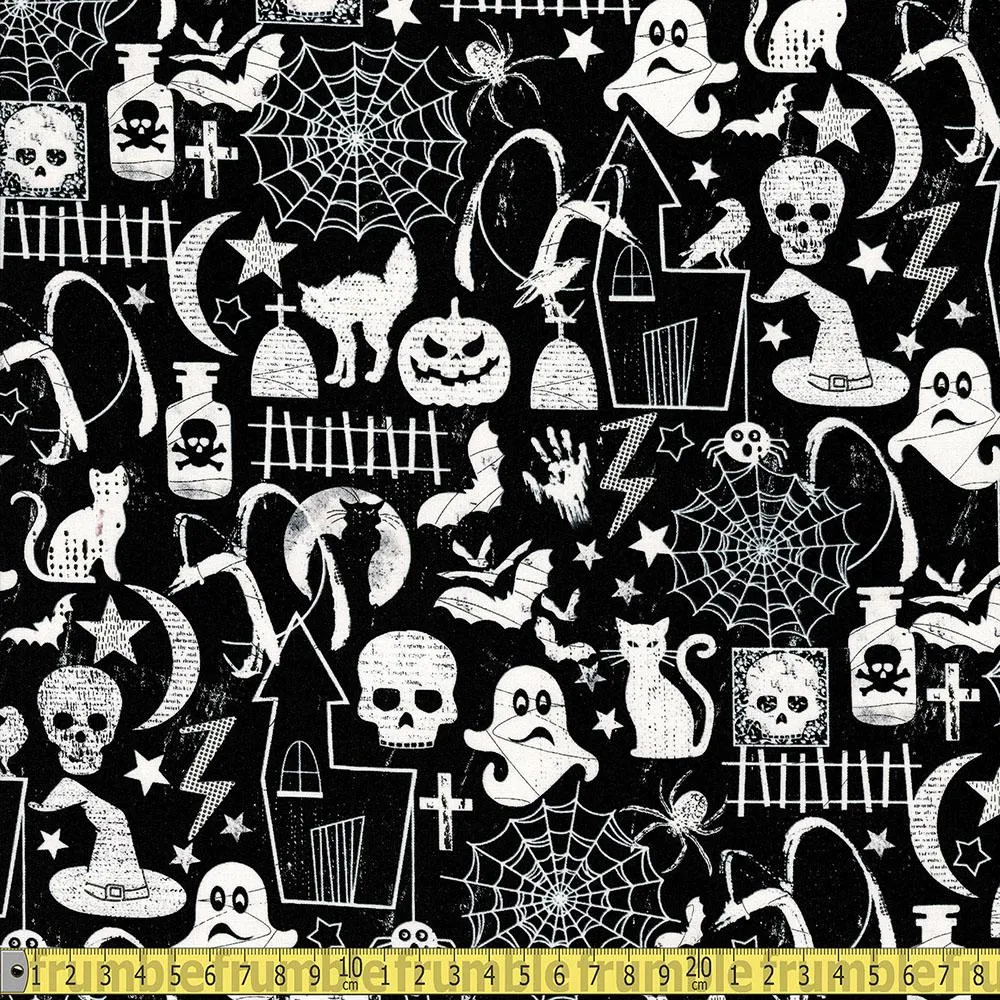 Glow In The Dark Halloween Motifs Black