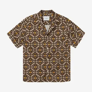 Hendrix AOP Vacation S/S Shirt - Light Sand/Ebony Brown