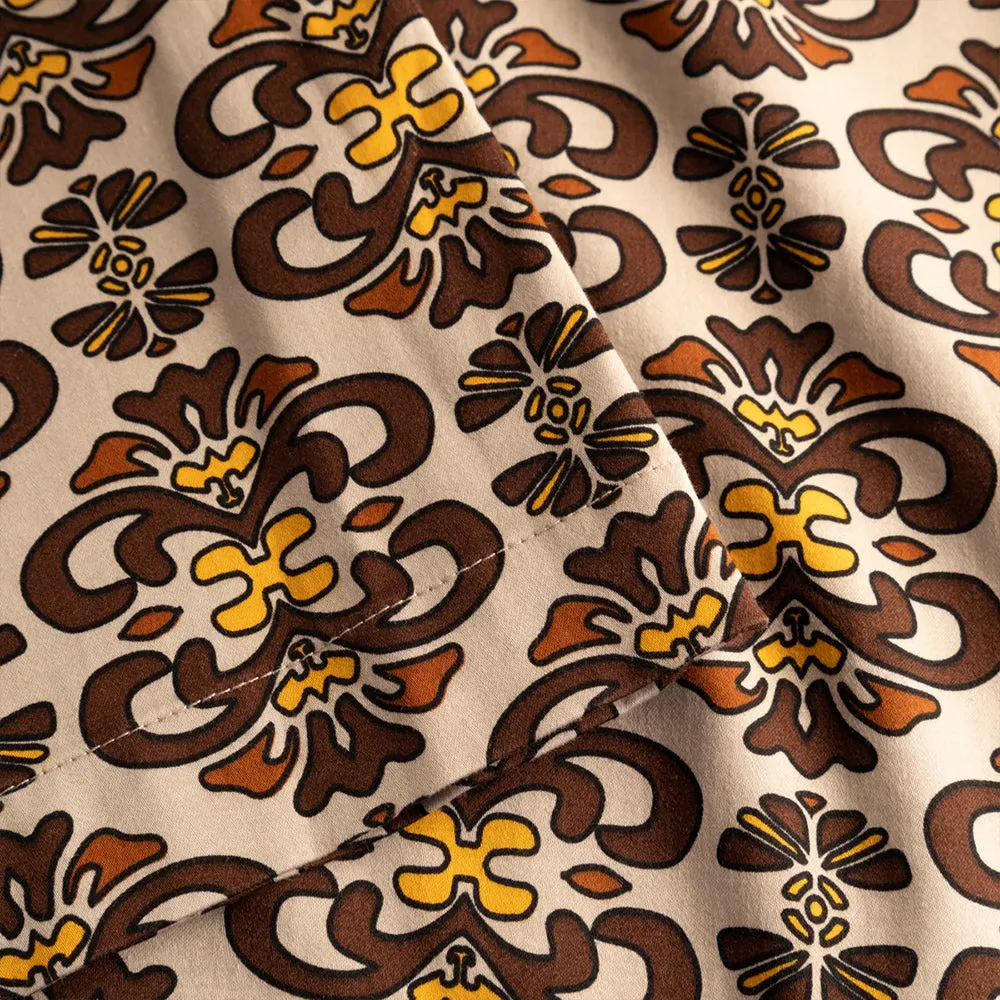 Hendrix AOP Vacation S/S Shirt - Light Sand/Ebony Brown