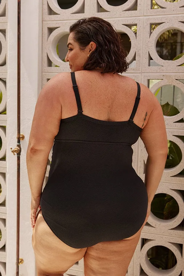 Honey Comb Black Underwire One Piece