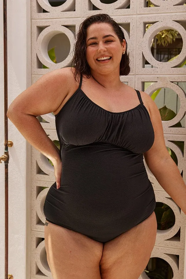 Honey Comb Black Underwire One Piece