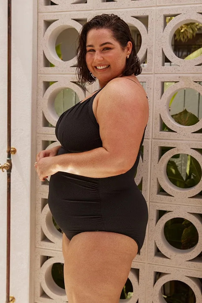 Honey Comb Black Underwire One Piece