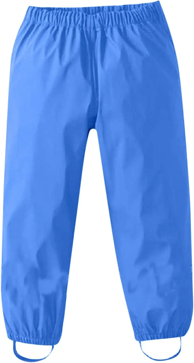 Kids aterproof Bib Rain Suspender Lightweight Windproof and Breathable Outdoor Rain Pants for Boys Girls