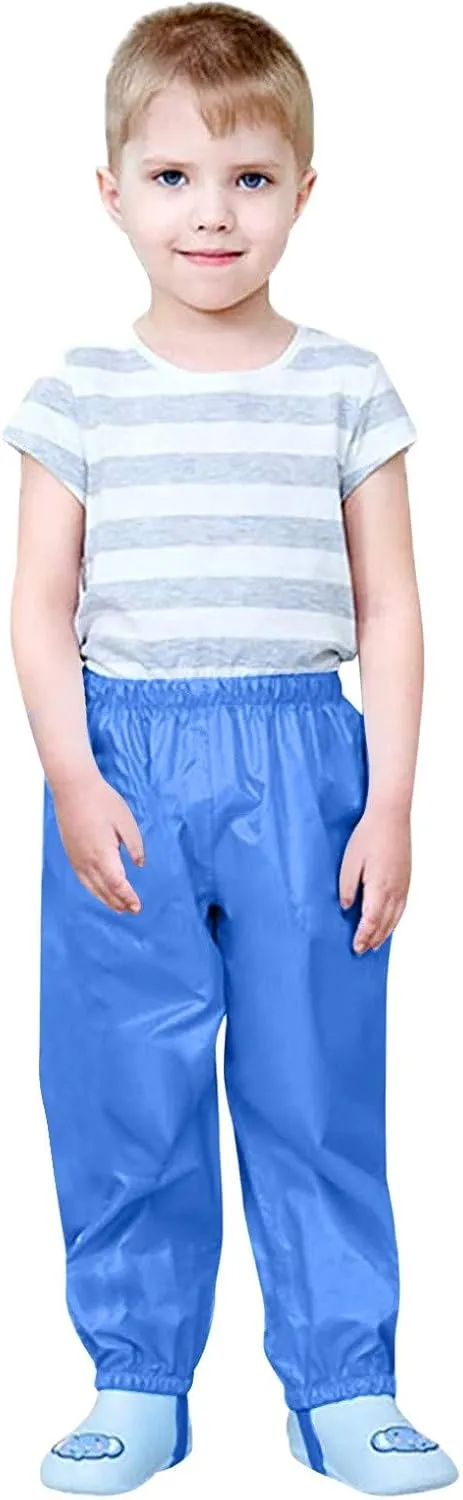 Kids aterproof Bib Rain Suspender Lightweight Windproof and Breathable Outdoor Rain Pants for Boys Girls