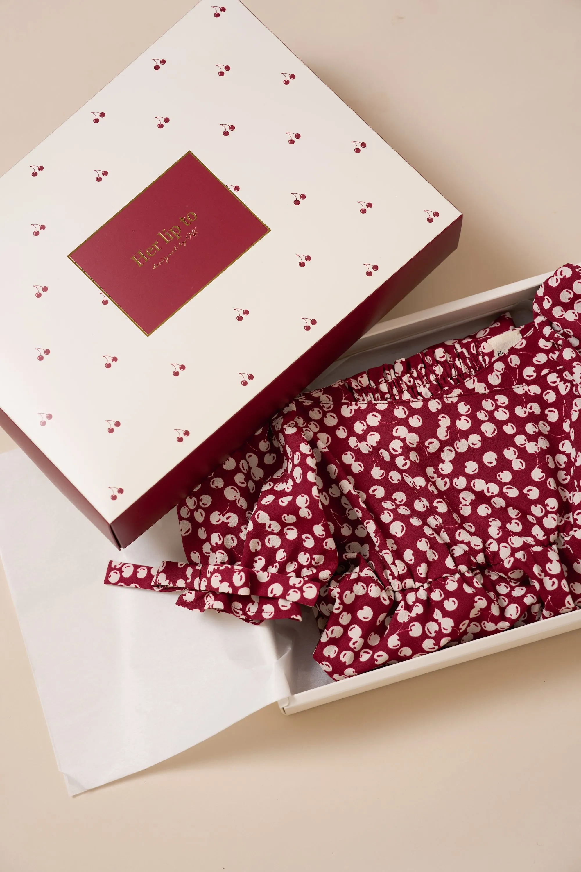 【Kids】Baby Cherry Pattern One-Piece