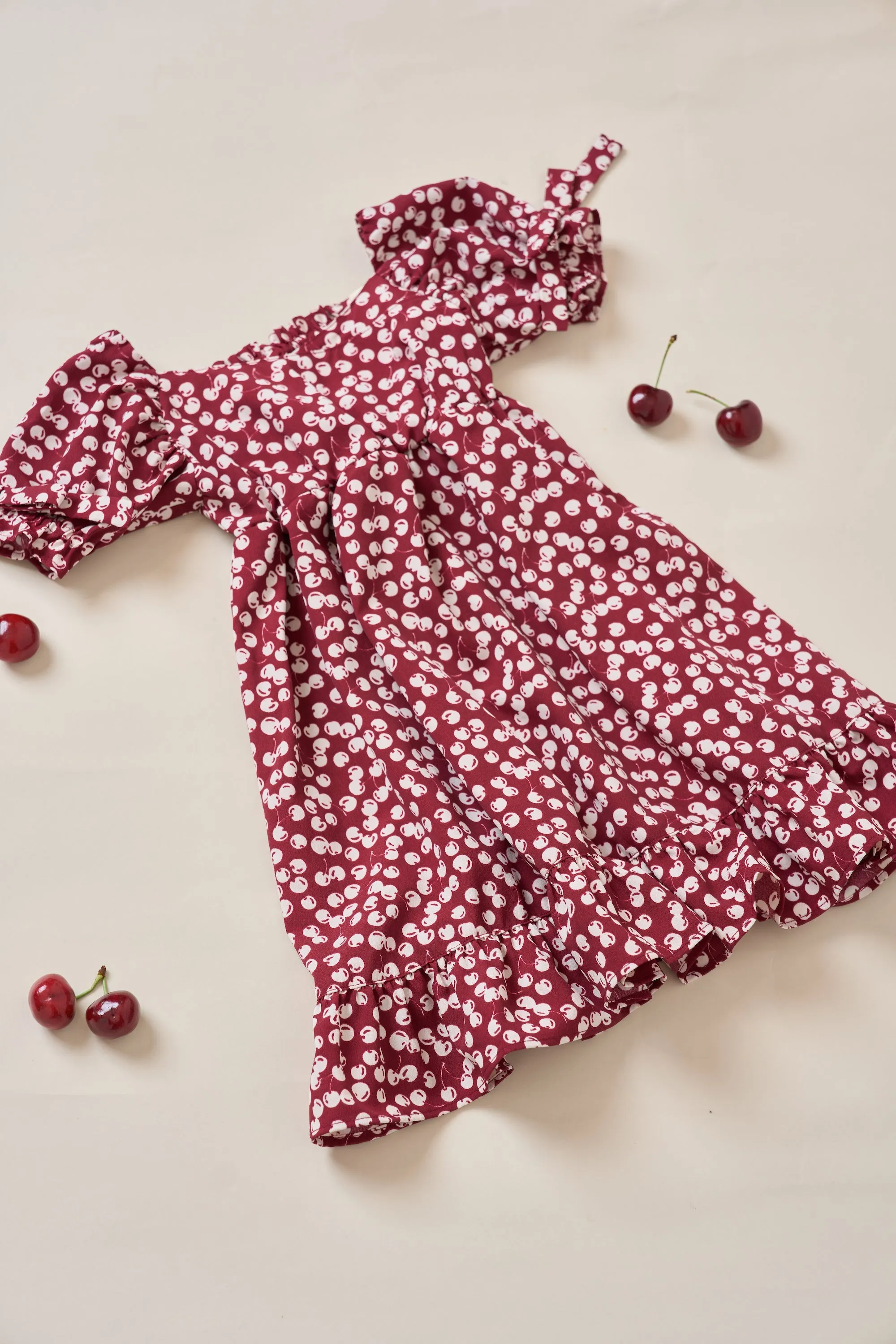 【Kids】Baby Cherry Pattern One-Piece