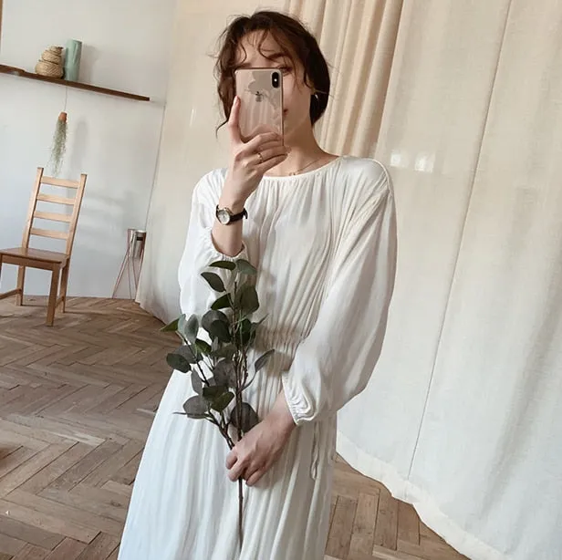 [Korean Style] Angelina Pearl White Dress