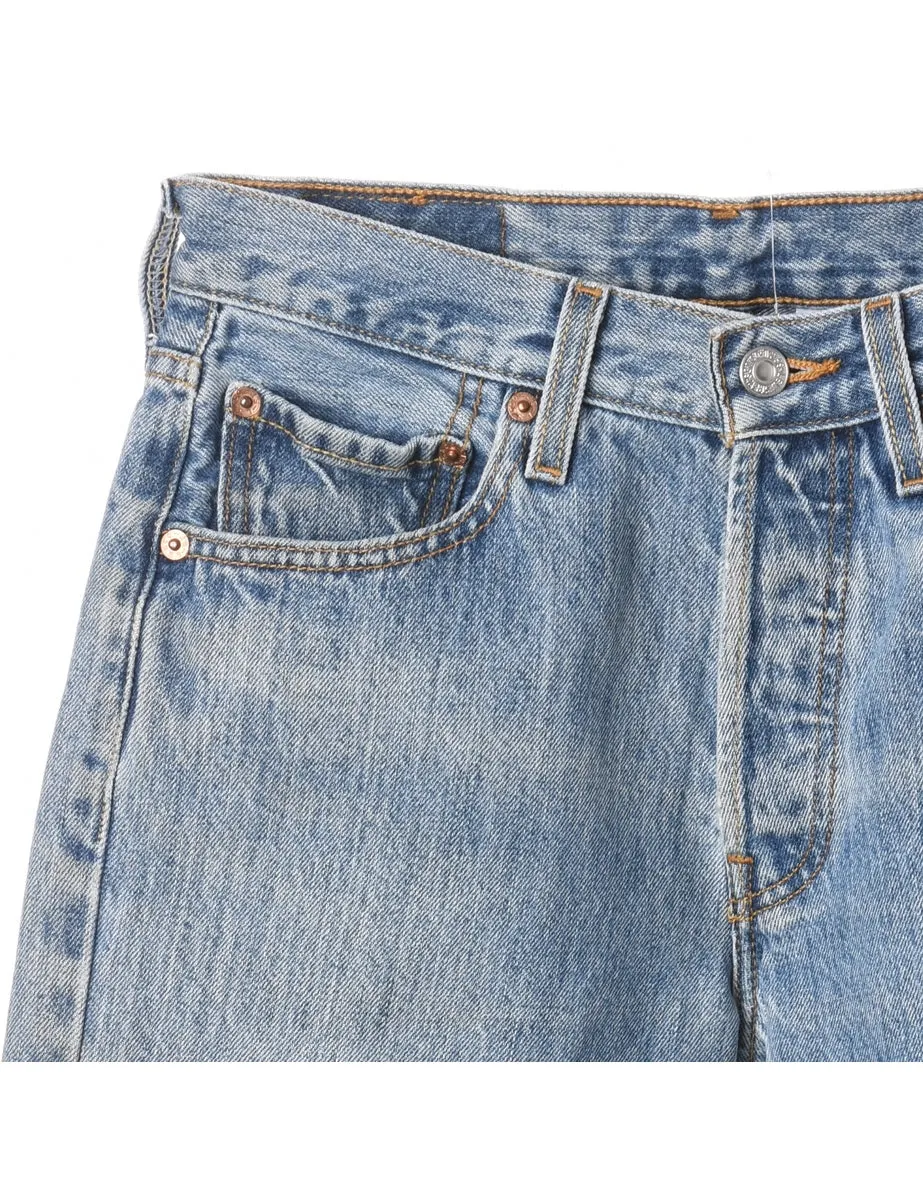 Label Hemmed Denim Shorts