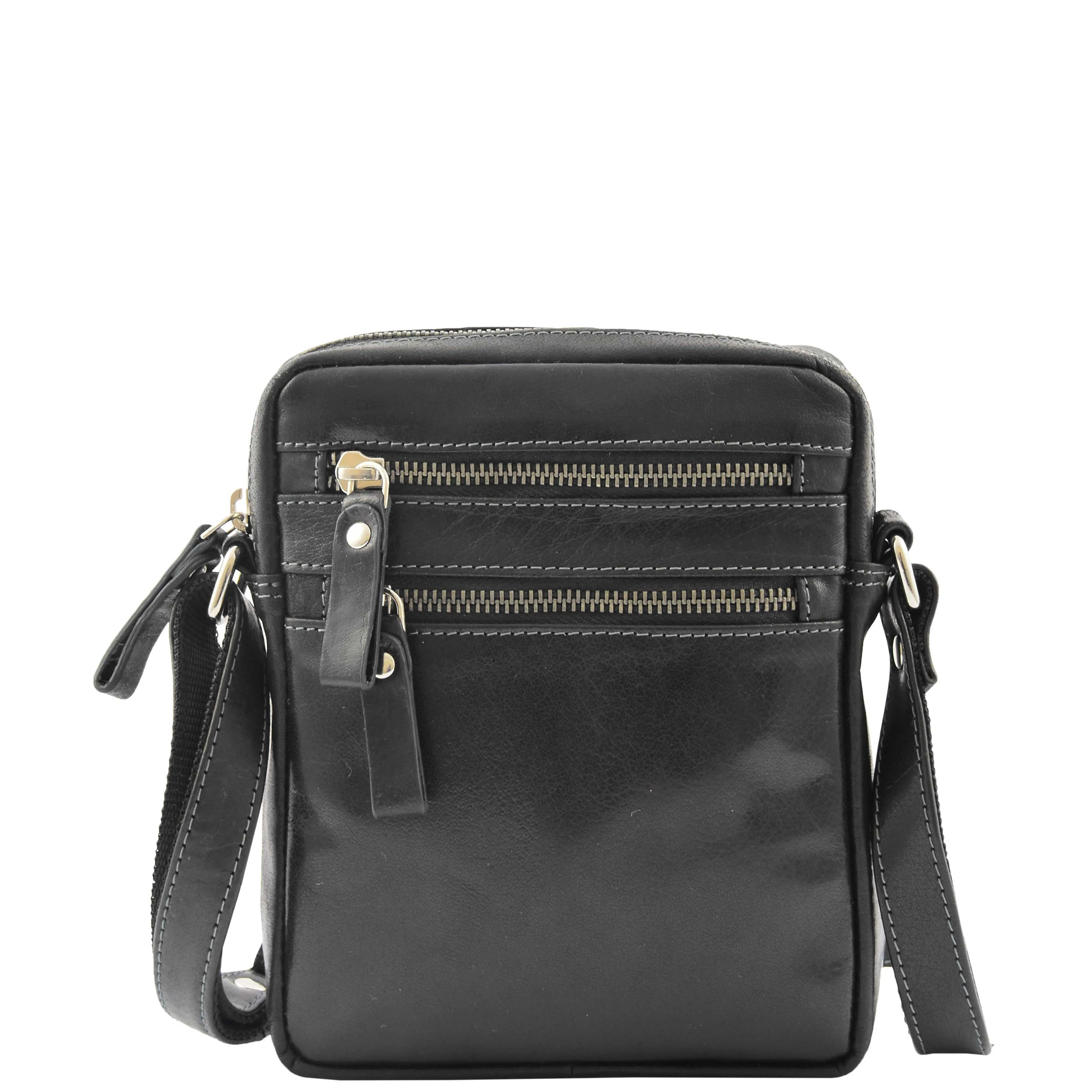 Luxury Black Leather Unisex Cross Body Flight Bag Small Pouch Sunny