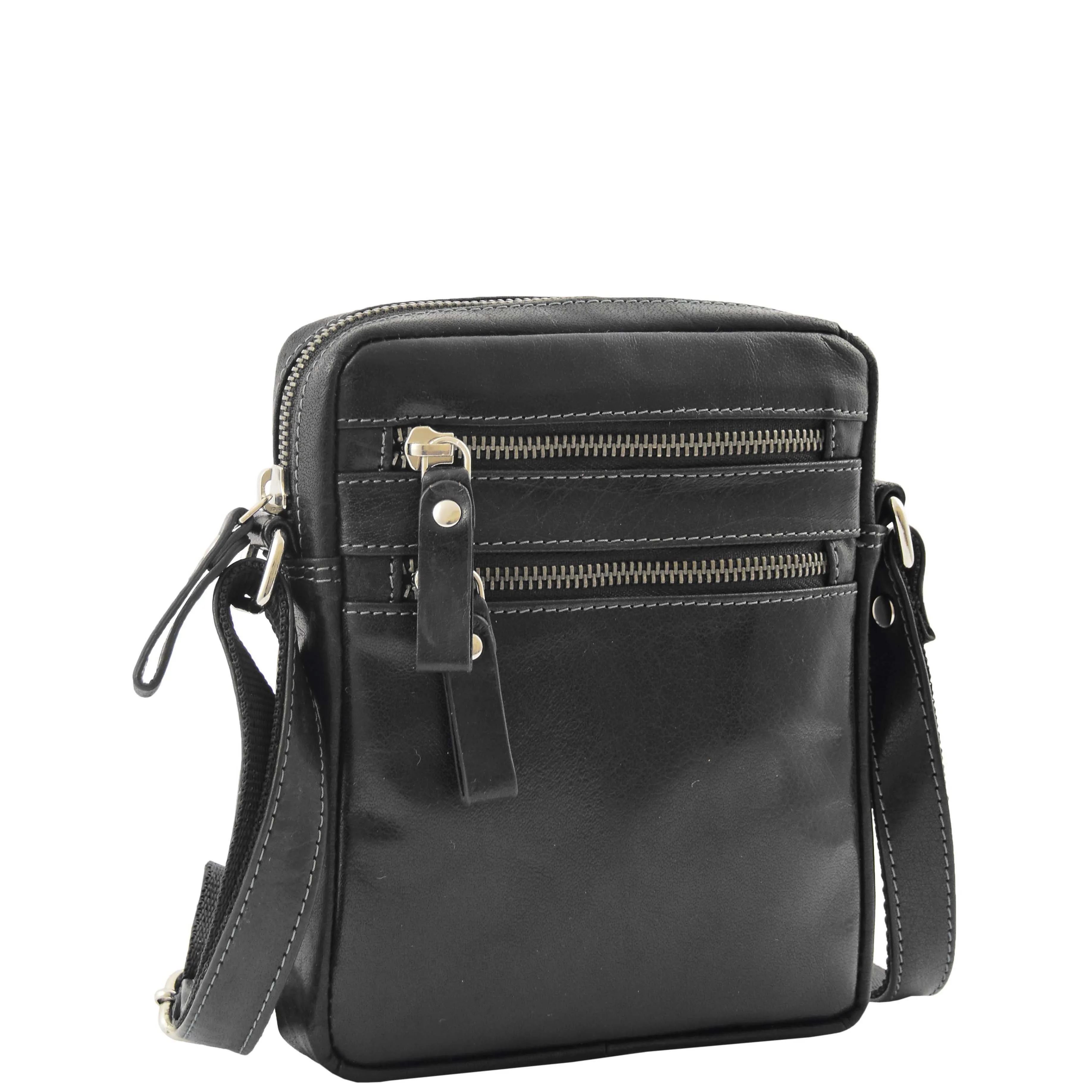 Luxury Black Leather Unisex Cross Body Flight Bag Small Pouch Sunny