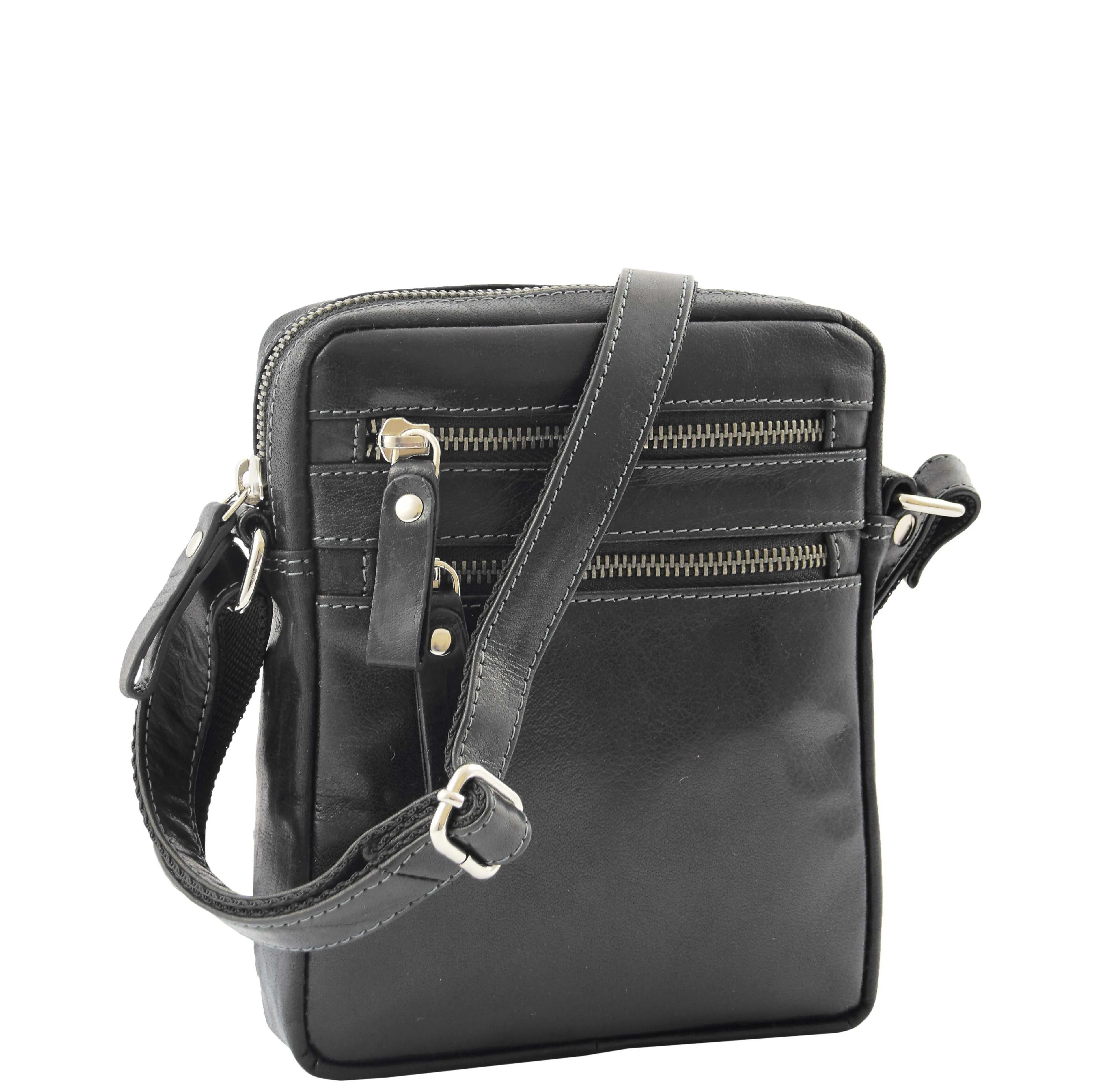 Luxury Black Leather Unisex Cross Body Flight Bag Small Pouch Sunny
