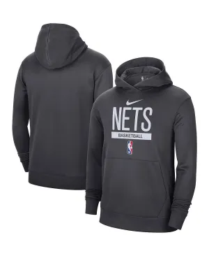 Men's brooklyn nets hoodie 2022/23 spotlight on-court practice performance pullover hoodie anthracite Nike