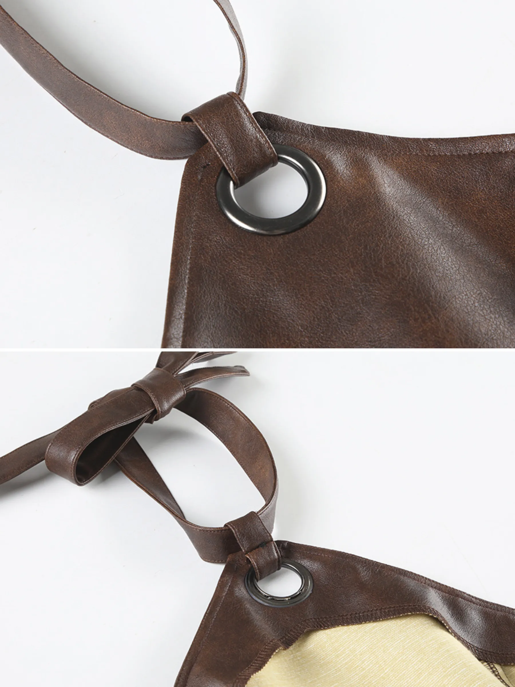 Mila Faux Leather Halter Top