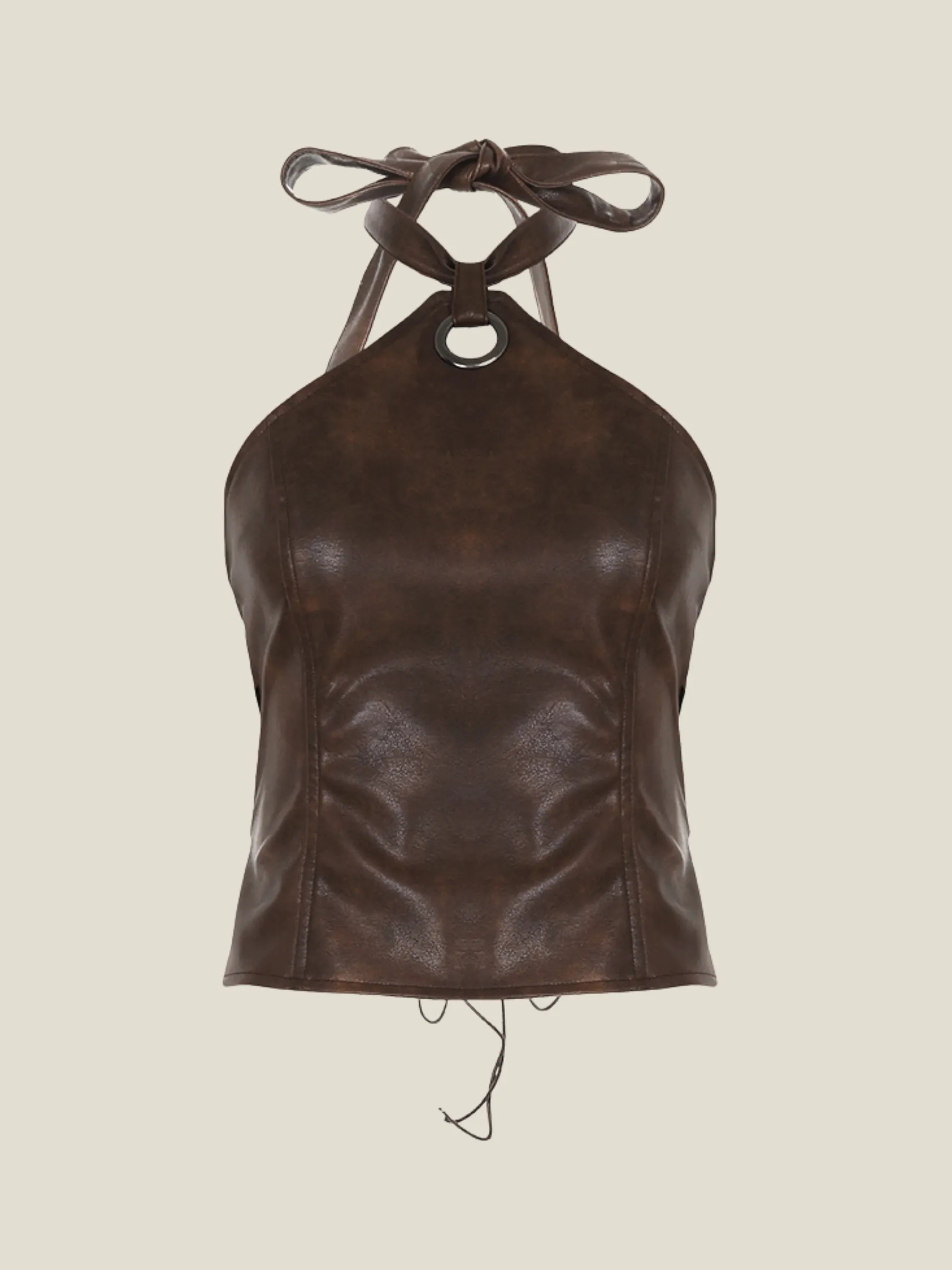 Mila Faux Leather Halter Top