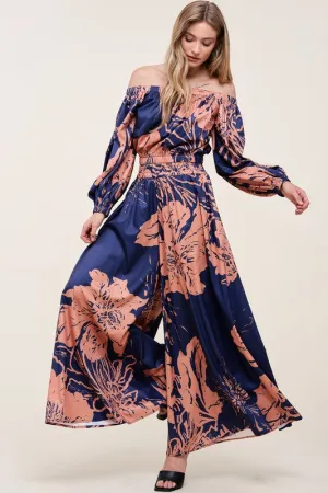 Multi Off Shoulder Top And Wide Pants Set