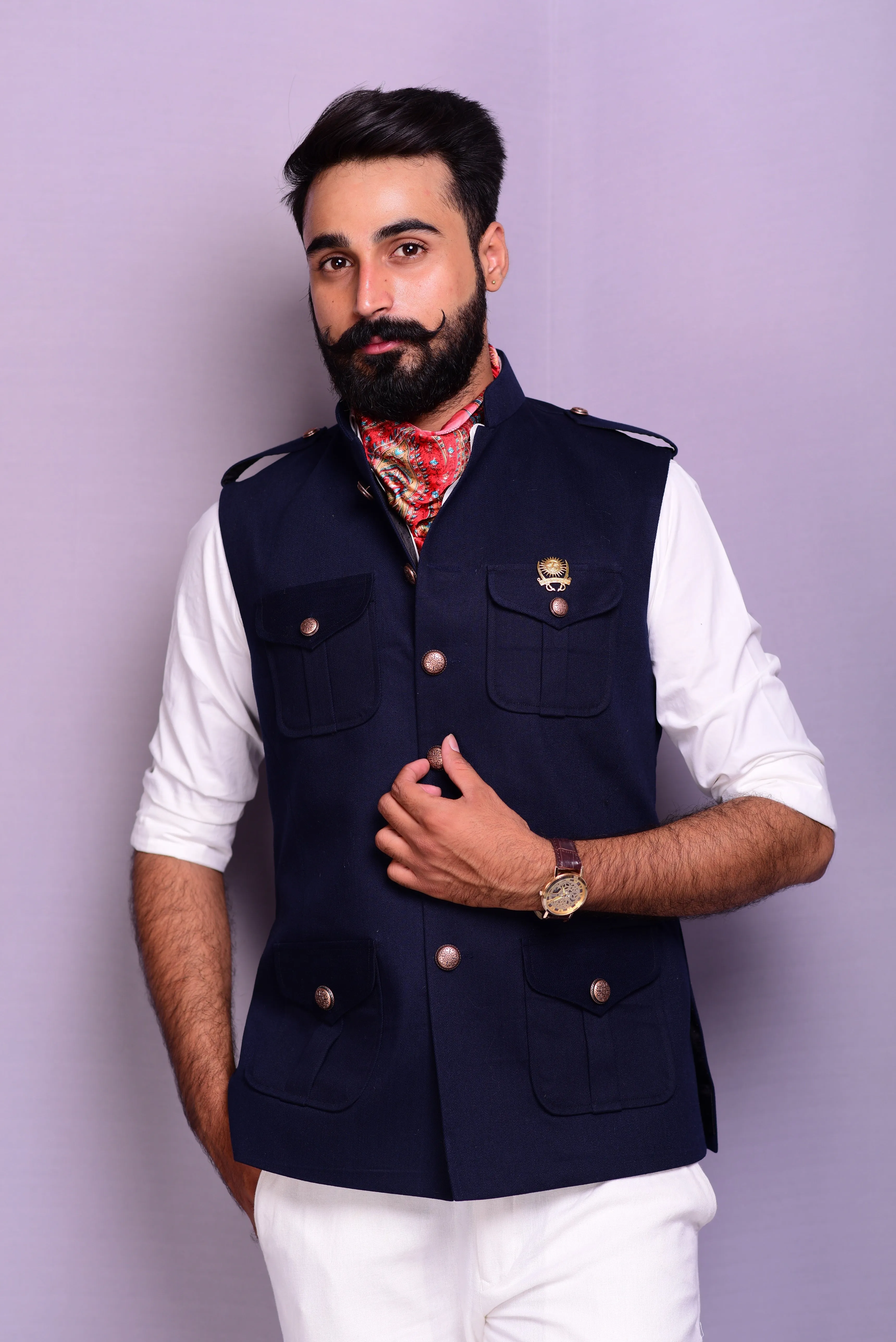 Navy Blue Tweed Semi Hunting Jacket