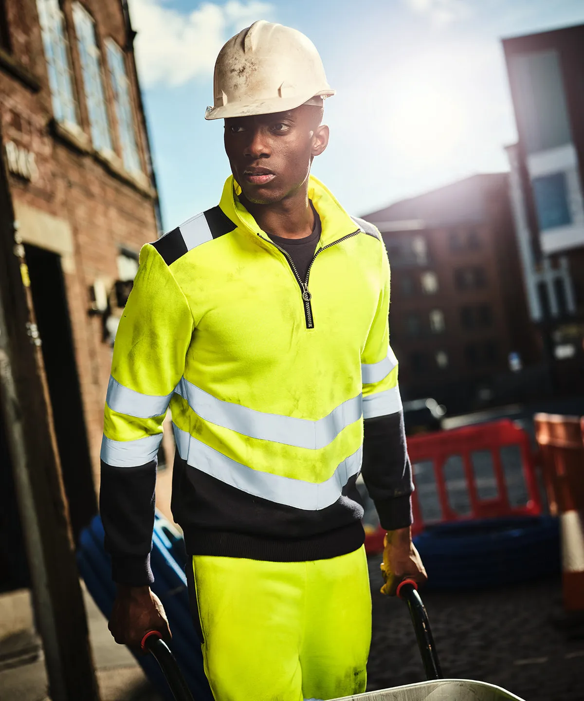Orange/Navy - Pro hi-vis ¼-zip sweatshirt