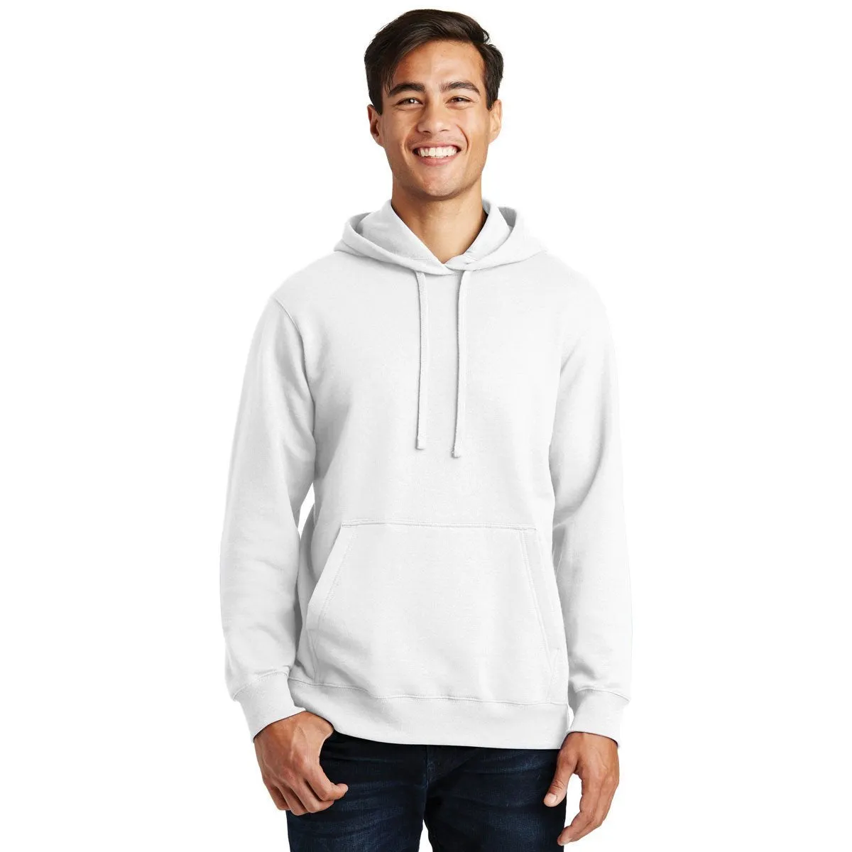 Port & Company Men's White Fan Favorite Fleece Pullover Hooded Sweatshirt