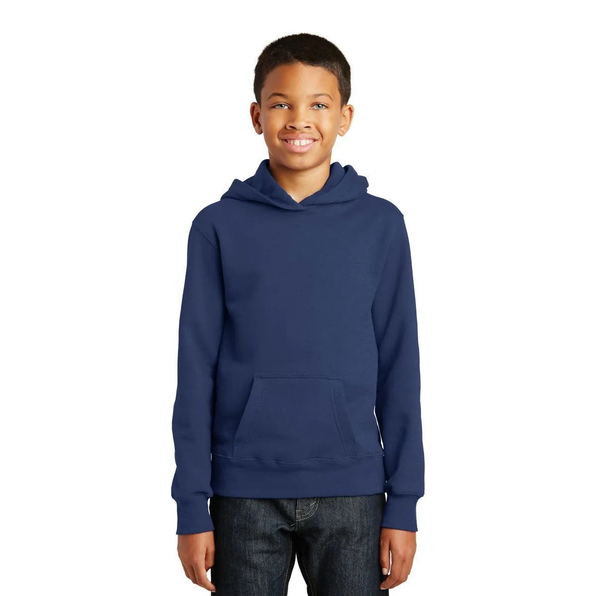 Port & Company Youth Team Navy Fan Favorite Fleece Pullover Hooded Sweatshirt