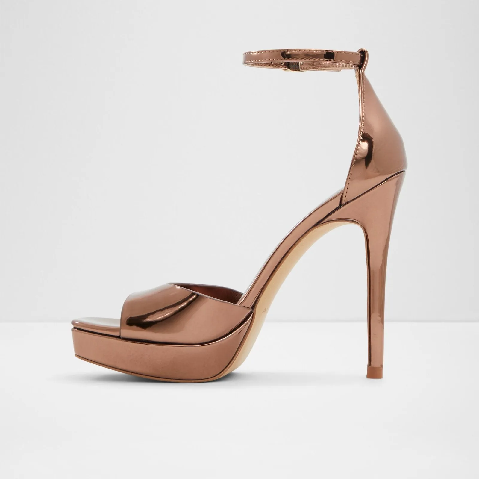 Prisillla bronze woman evening dress heels