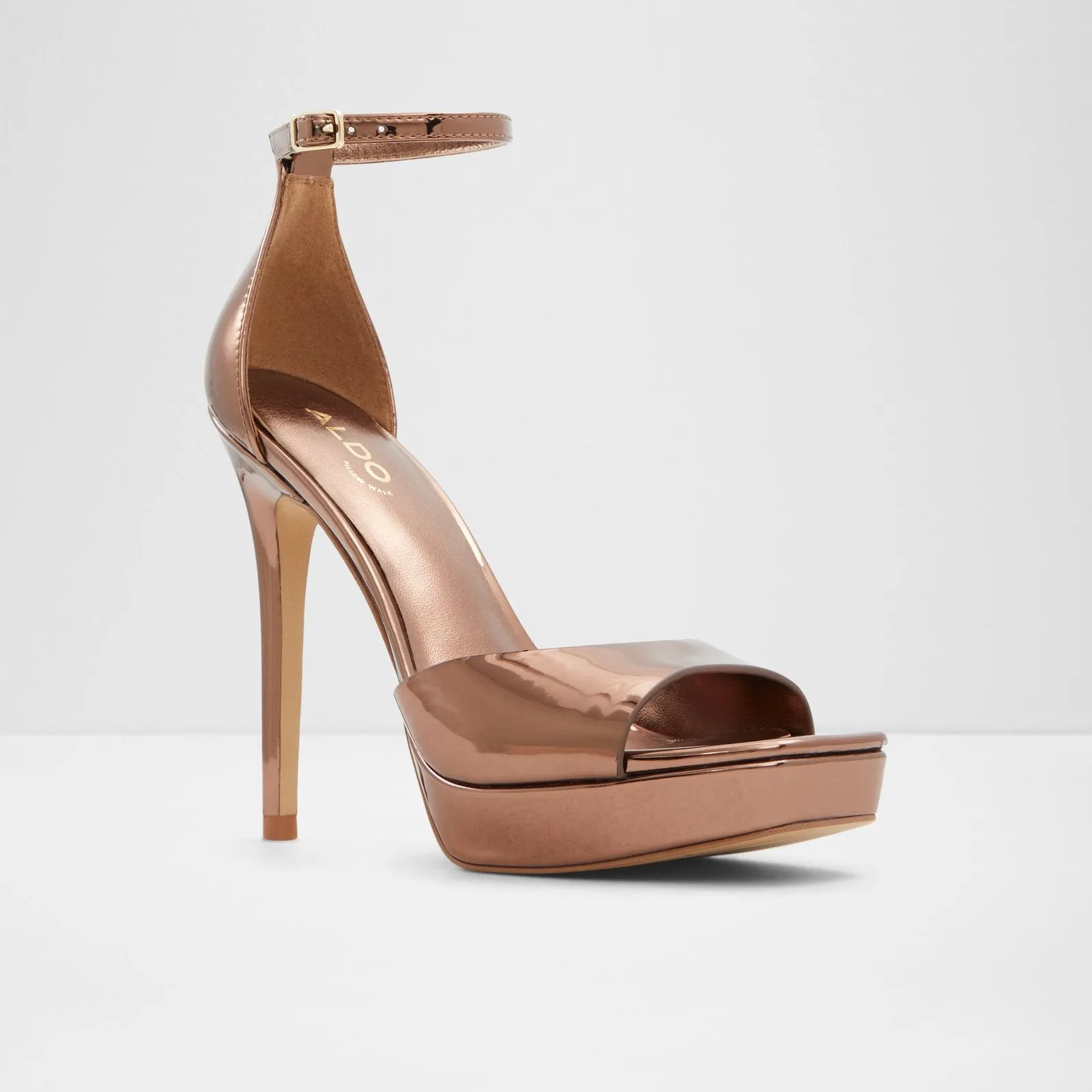 Prisillla bronze woman evening dress heels