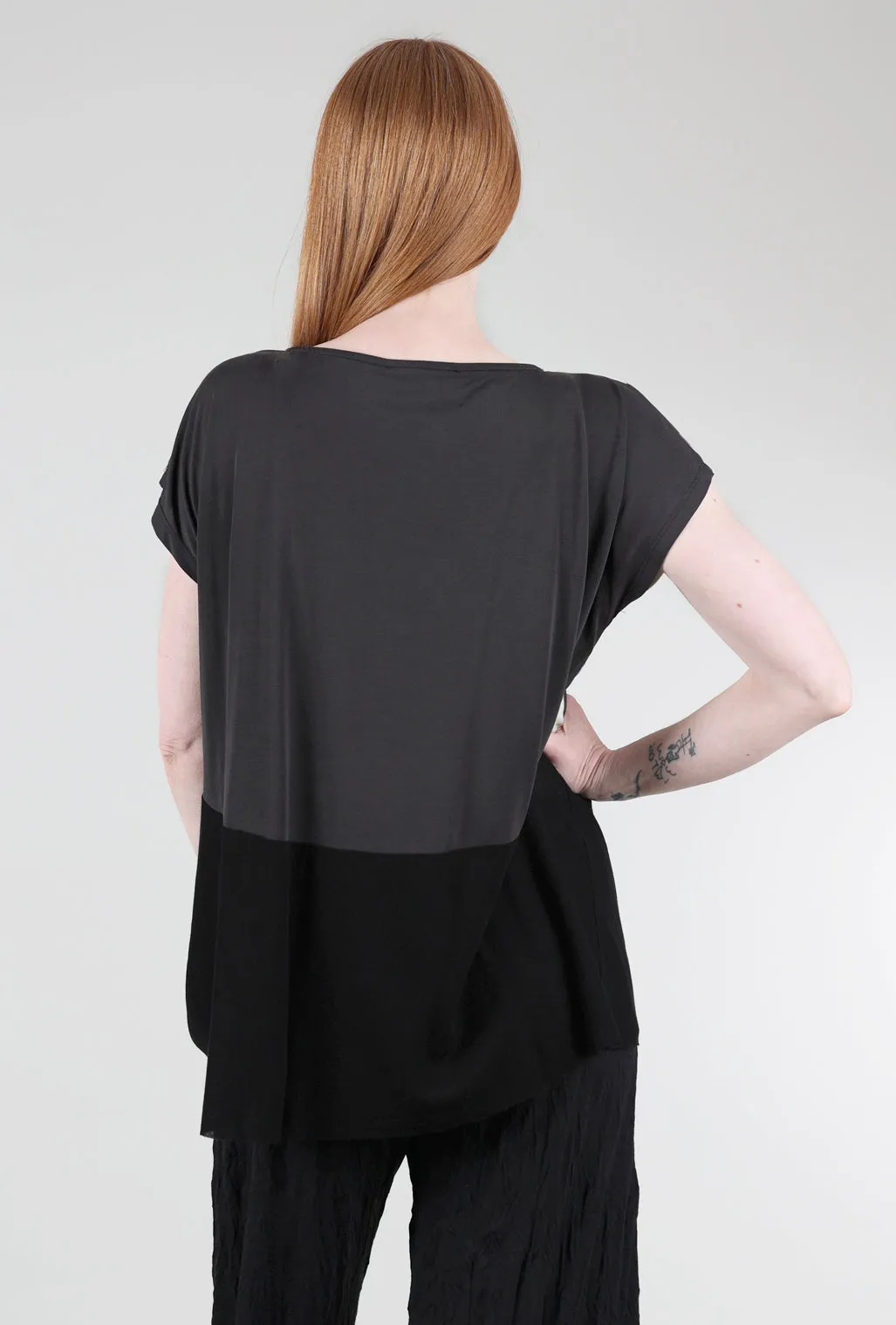 Puzzle Print Top, Black Multi